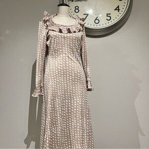 Vintage Cream Dot Long Sleeve Dress